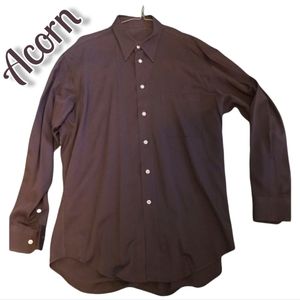 Men's Acorn Button Up Black Long Sleeve Dress Business Work Shirt